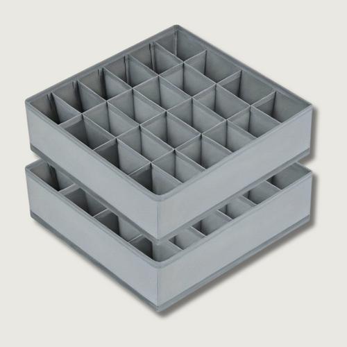 Skanto | FoldBox - 2-Pack Sammenleggbare Oppbevaringsbokser med 24 Rom