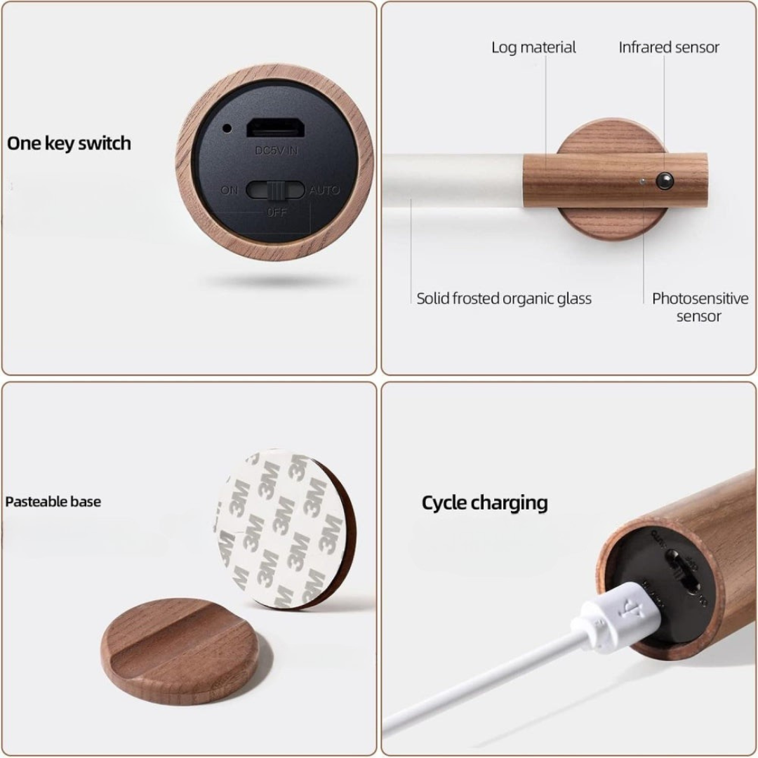 Skanto | Vegglampe LED Bevegelsessensor Trelampe