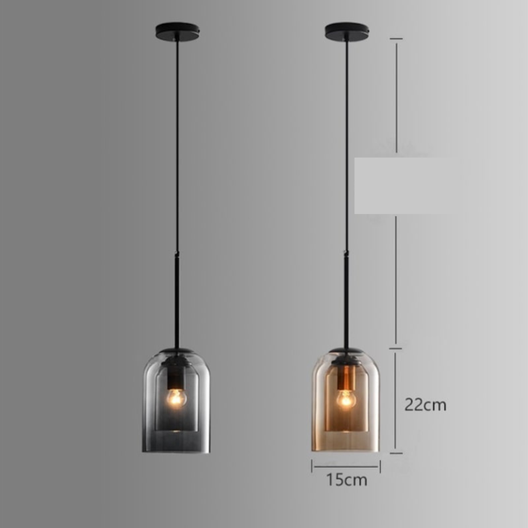 LuxeBeam-lampe – Moderne pendellampe laget av dobbeltbuet glass