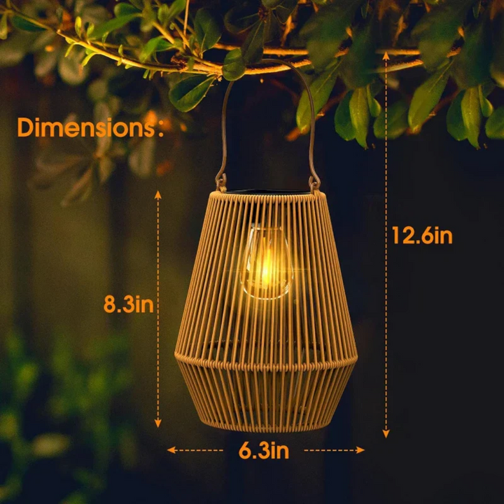 Skanto | Håndvevd Vanntett Solcellehagelanterne – Utendørs LED Rattan Lys for Patio, Stier & Balkong