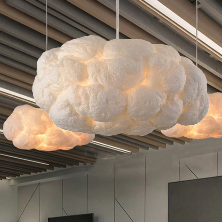 Designer Cloud LED Pendellampe Hvit PVC/Bomull - Nimbus | Skanto