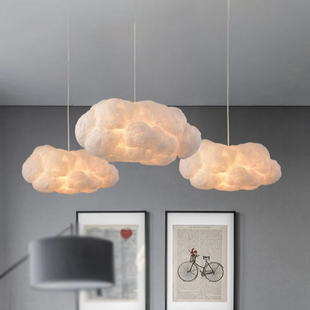Designer Cloud LED Pendellampe Hvit PVC/Bomull - Nimbus | Skanto