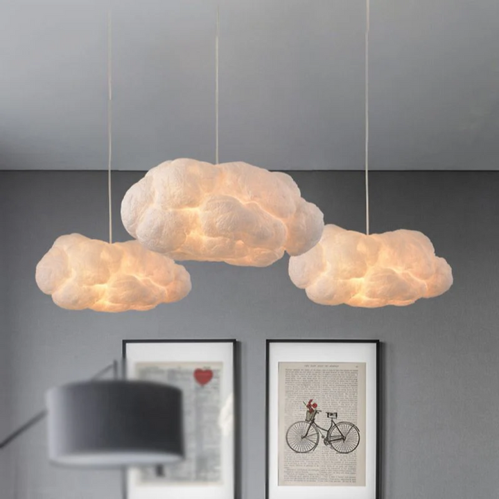 Designer Cloud LED Pendellampe Hvit PVC/Bomull - Nimbus | Skanto