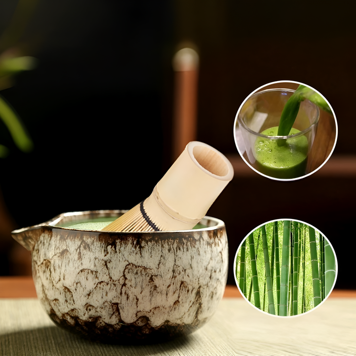 Skanto | Tradisjonell Matcha Te-sett – 6-delt Autentisk Japansk Matcha Kit – Premium Bambus & Keramikk