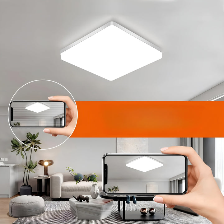 Firkantet LED-taklampe – Jevnt, behagelig lys | Passer for stuer og bad