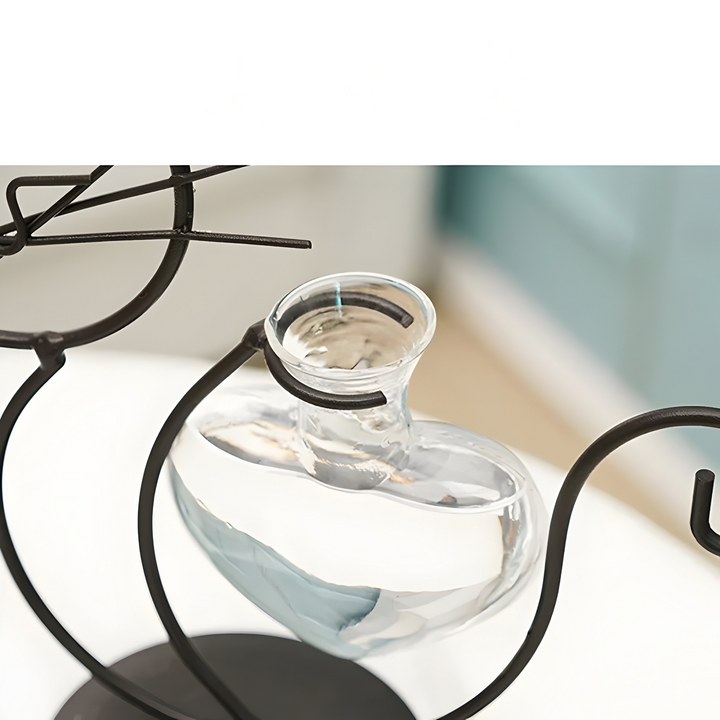 AquaPurr Vase - Hydroponisk Glass Hjertevase med Katteformet Holder | Skanto