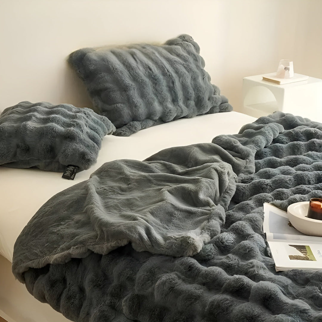 Fleece og fleece-lue – Ekstra myk og varm | Perfekt for sofa og soverom