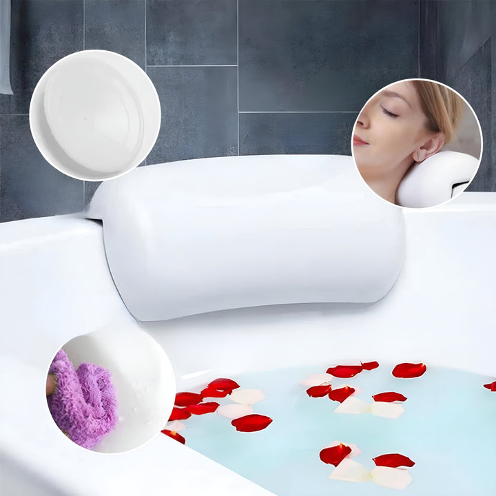 Badekarpute - Vanntett & Antiskli | Myk Minne Skum Hode- & Ryggpute med Sugekopper | Skanto