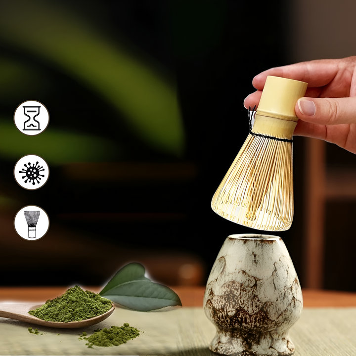 Skanto | Tradisjonell Matcha Te-sett – 6-delt Autentisk Japansk Matcha Kit – Premium Bambus & Keramikk