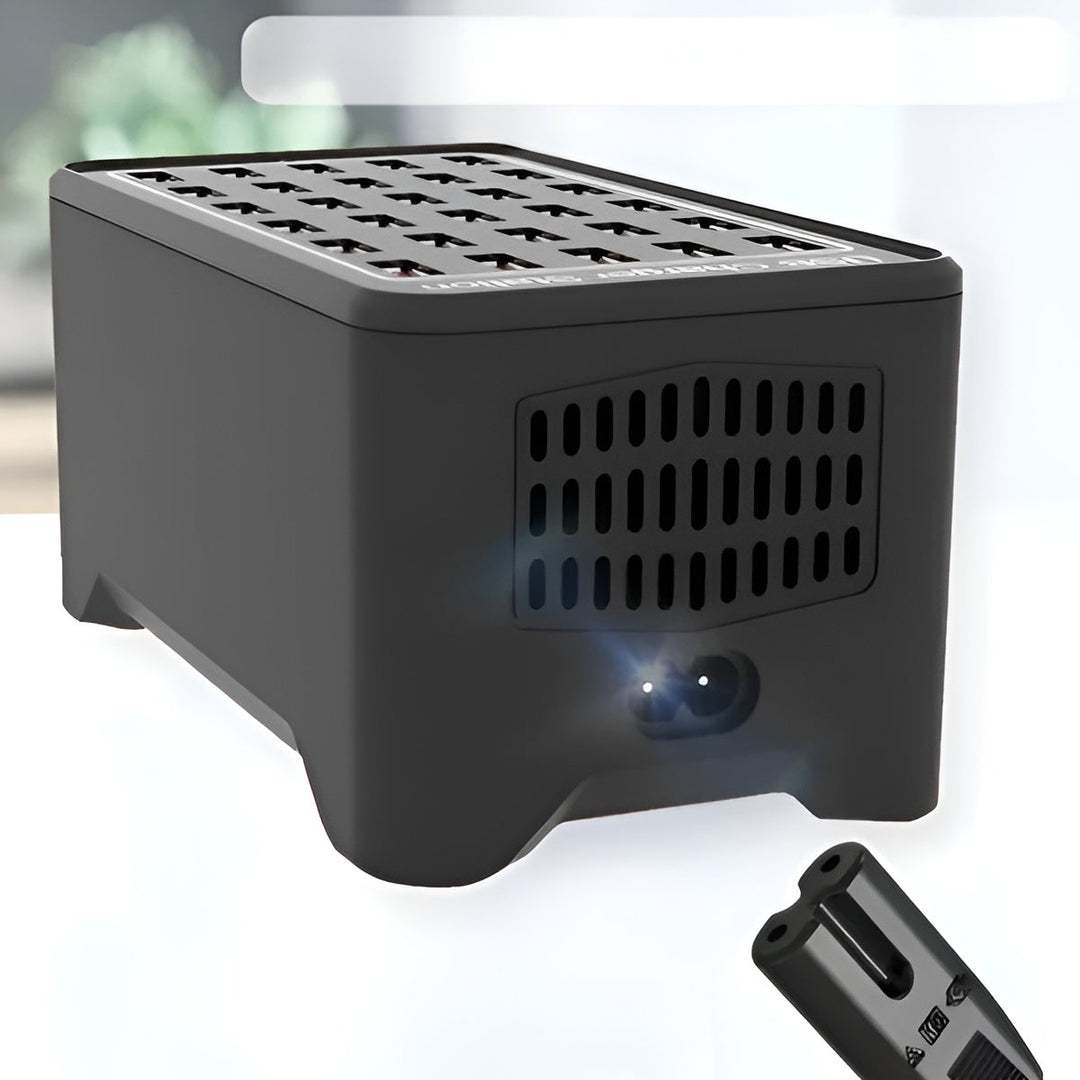 Skanto | Voltura Multi-USB Laderstasjon | 30 Porter | Hurtiglading & Overspenningsbeskyttelse | Kompakt & Holdbar