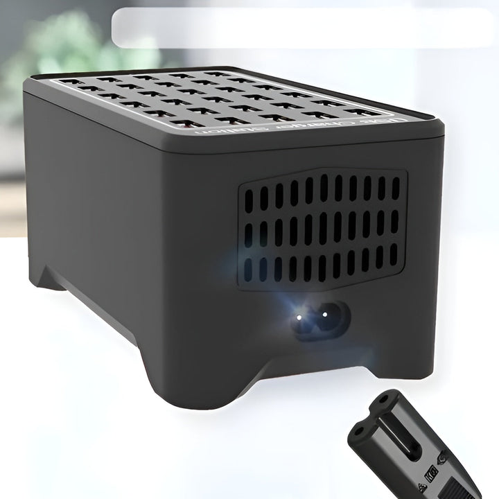 Skanto | Voltura Multi-USB Laderstasjon | 30 Porter | Hurtiglading & Overspenningsbeskyttelse | Kompakt & Holdbar