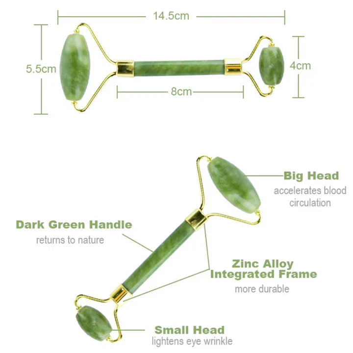 Skanto | Instant Glow Gua Sha & Jade Roller Set | For strålende hud og naturlig avslapning
