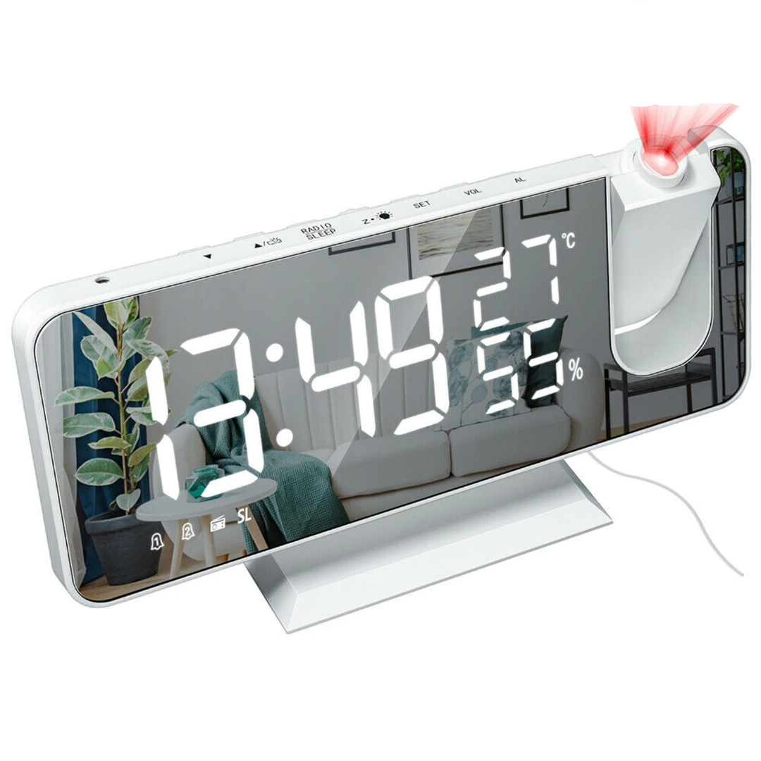Skanto | LED prosjektionsvekkeklokke med radio USB-lader skjerm