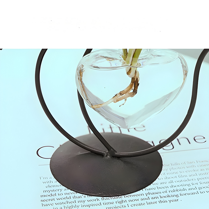 AquaPurr Vase - Hydroponisk Glass Hjertevase med Katteformet Holder | Skanto