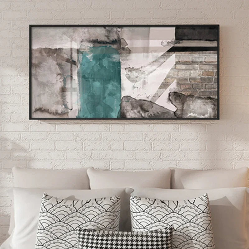 Urban Abstract Grå Grønn Store Størrelser Veggkunst Fine Art Lerretsutskrift Bilde For Byleilighet Stue Spisestue Hjem & Kontor Innredning | Skanto