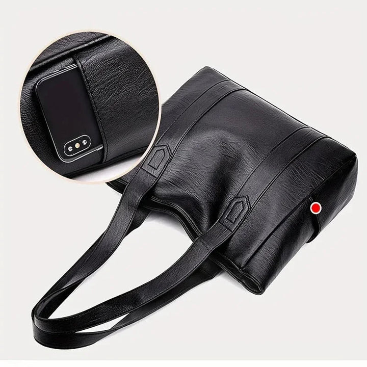 Elegante Schultertasche aus Leder im Retro-Stil mit glatter Oberfläche