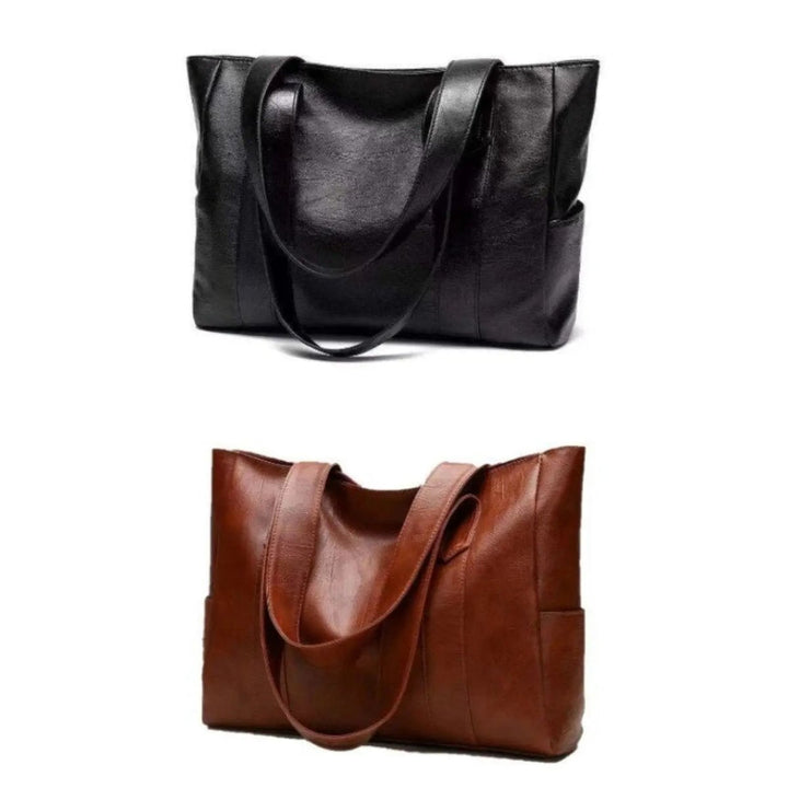 Elegante Schultertasche aus Leder im Retro-Stil mit glatter Oberfläche