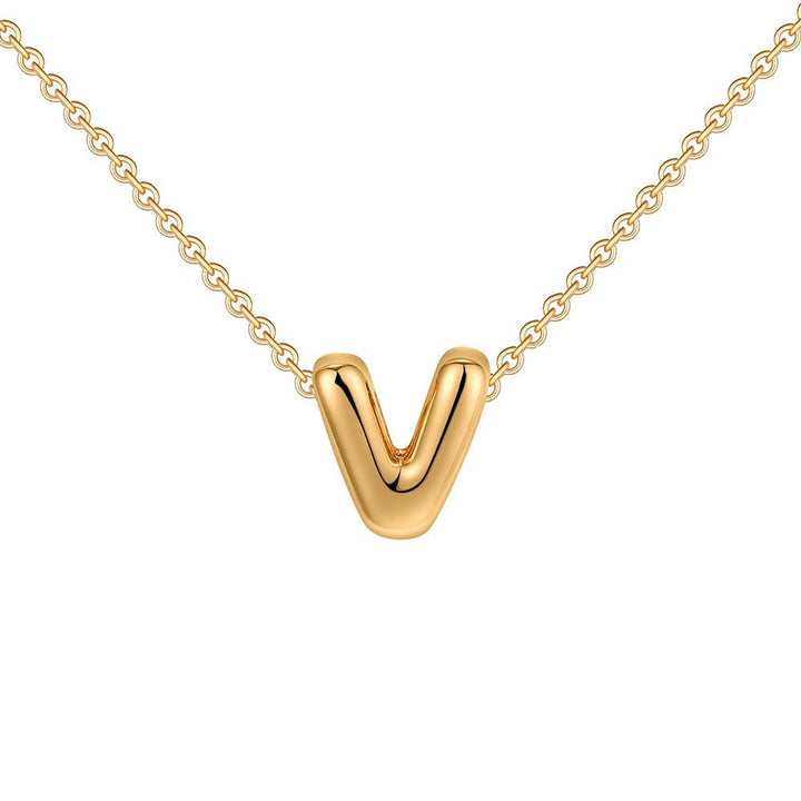 Skanto | Dainty Bubble Letter Initial Necklace