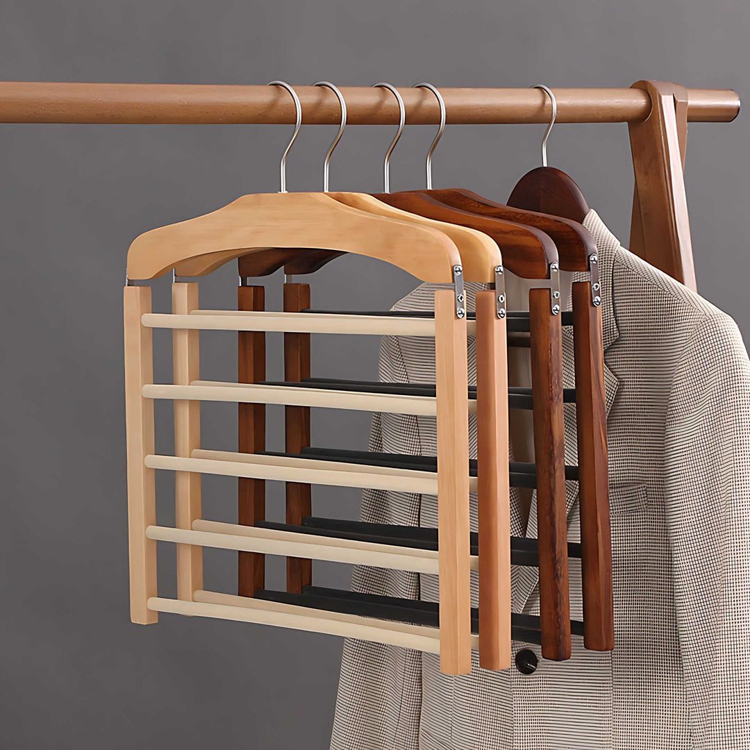 Skanto | Varden Multi-Tier Garderobe Henger – Plassbesparende Tre- og Metallklærorganisator