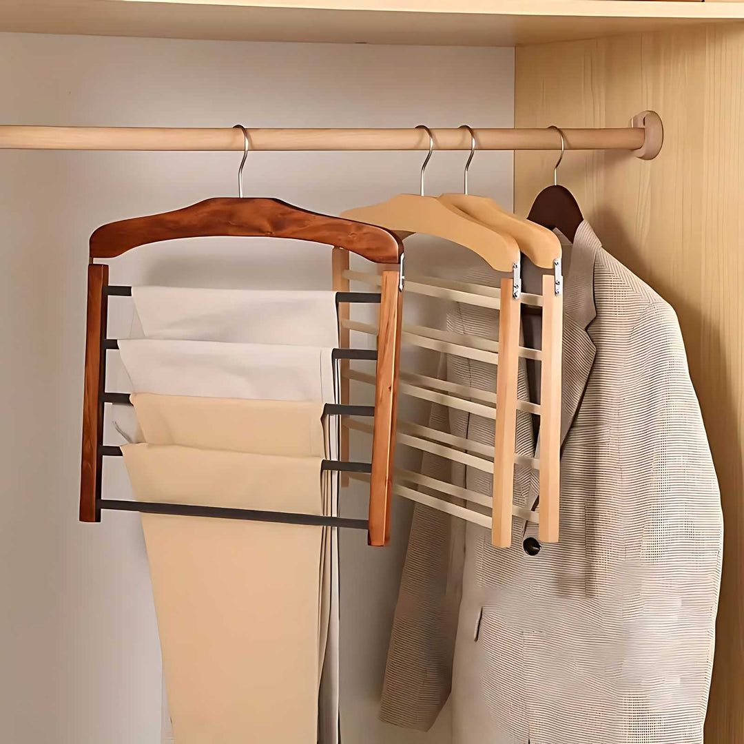 Skanto | Varden Multi-Tier Garderobe Henger – Plassbesparende Tre- og Metallklærorganisator