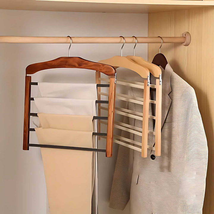 Skanto | Varden Multi-Tier Garderobe Henger – Plassbesparende Tre- og Metallklærorganisator