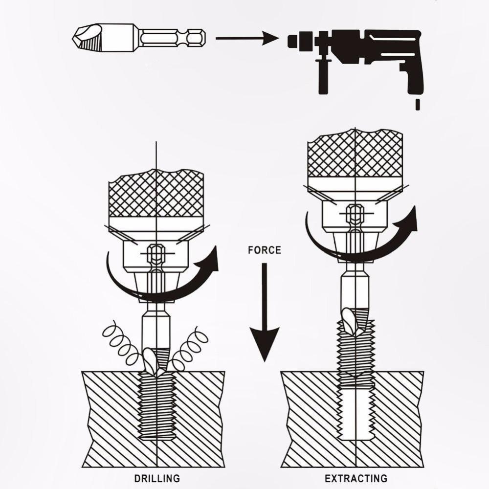 Skanto | Fin 4-pakning Skadet Skruextractor Bore Bits Guide Sett Ødelagt Speed Out Easy out Bolt Stud Strippet Skrue Fjerner Verktøy