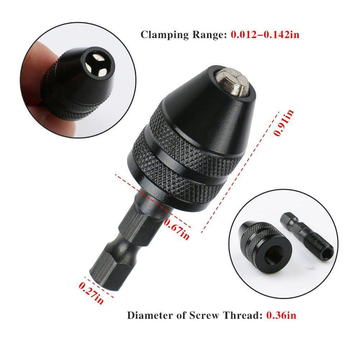 Skanto | Icool nøkkelløs borpatron 0.3 3.6mm konverteringsverktøy 1/4" sekstant hurtigbytteadapter chuck for elektrisk drill