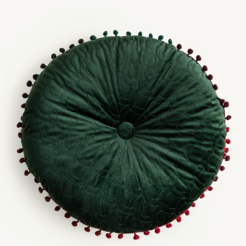 Skanto | Veloura Rund Vintage Kviltet Ottoman Putepad