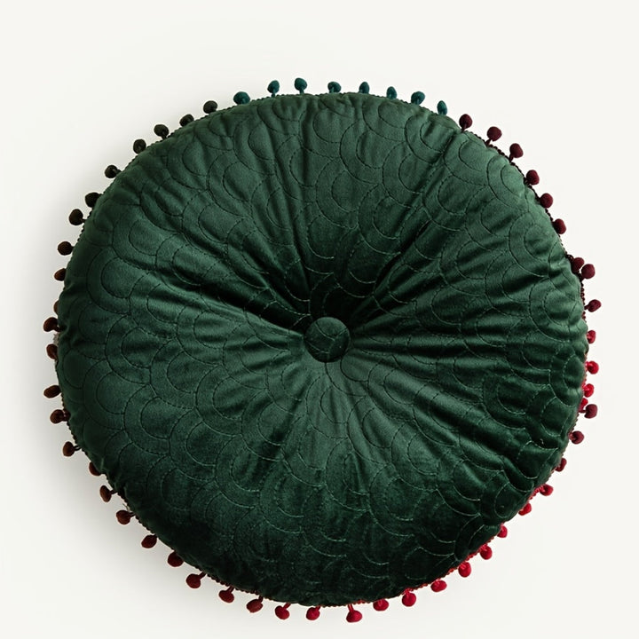 Skanto | Veloura Rund Vintage Kviltet Ottoman Putepad