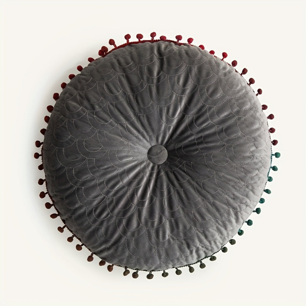 Skanto | Veloura Rund Vintage Kviltet Ottoman Putepad