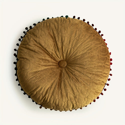 Skanto | Veloura Rund Vintage Kviltet Ottoman Putepad