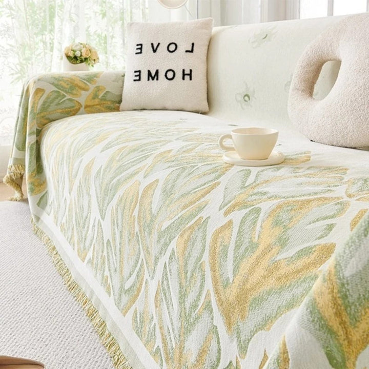 Skanto | Verdure Leaf Pattern Chenille Sofa Cover