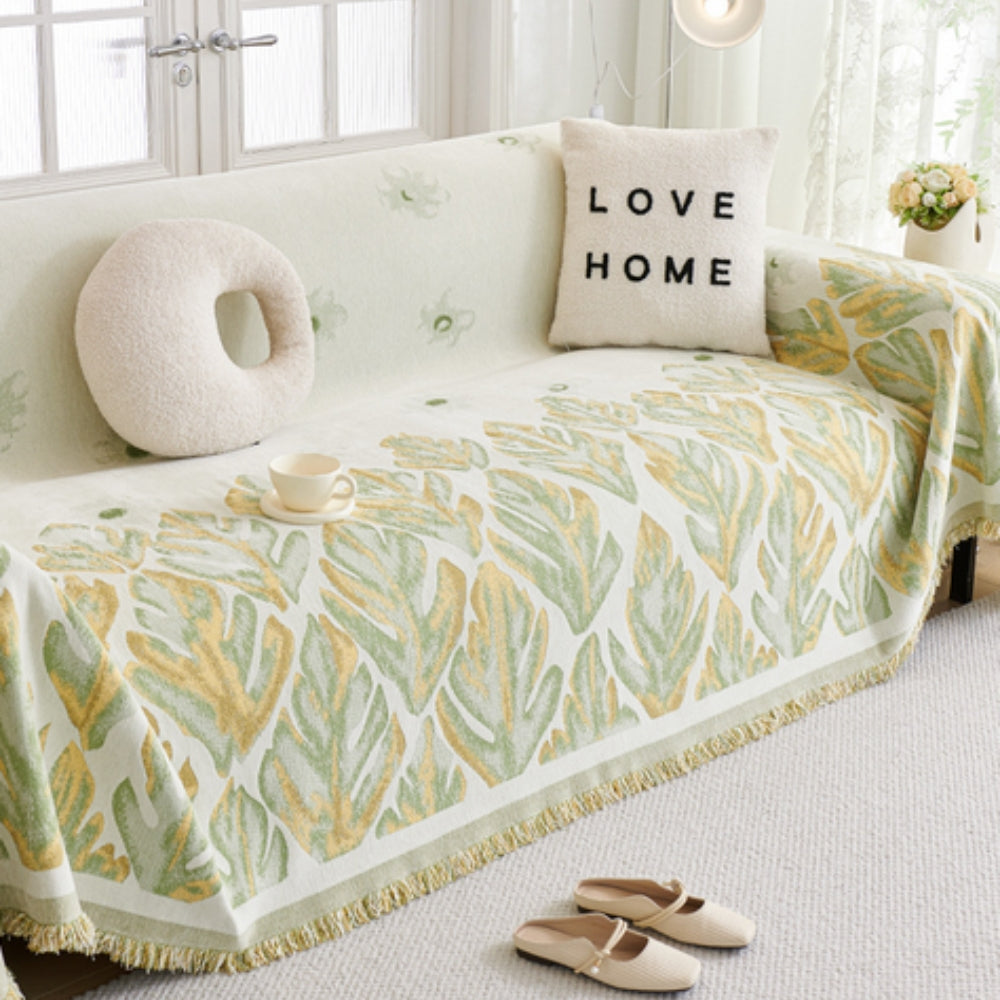 Skanto | Verdure Leaf Pattern Chenille Sofa Cover