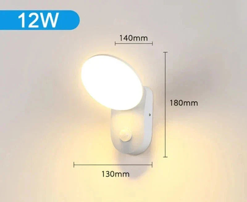 Moderne LED terasselampe med bevegelsessensor - Vanntett utendørs belysning, energibesparende, ideell for terrasse og inngang | Skanto