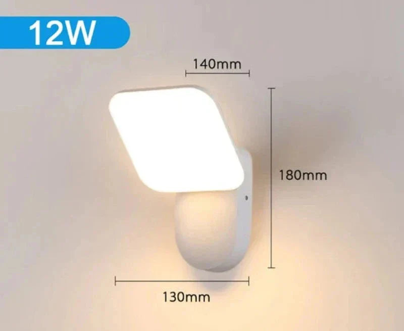 Moderne LED terasselampe med bevegelsessensor - Vanntett utendørs belysning, energibesparende, ideell for terrasse og inngang | Skanto