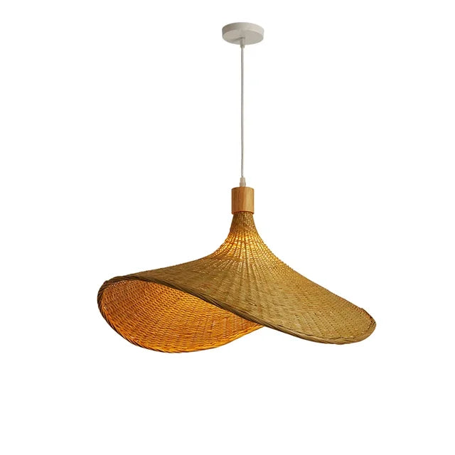 Naturlig bambus pendellampe for spisestue, håndlaget hengende lampe i boho stil | Skanto