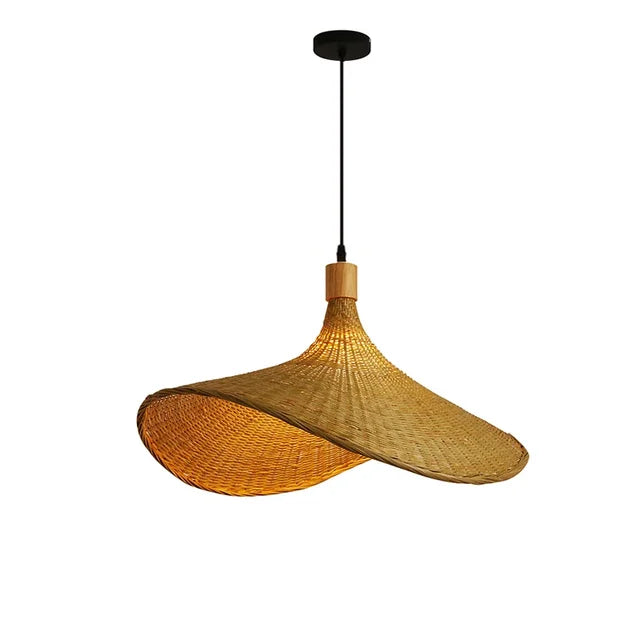 Naturlig bambus pendellampe for spisestue, håndlaget hengende lampe i boho stil | Skanto