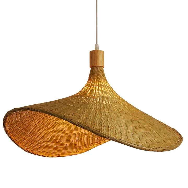 Naturlig bambus pendellampe for spisestue, håndlaget hengende lampe i boho stil | Skanto