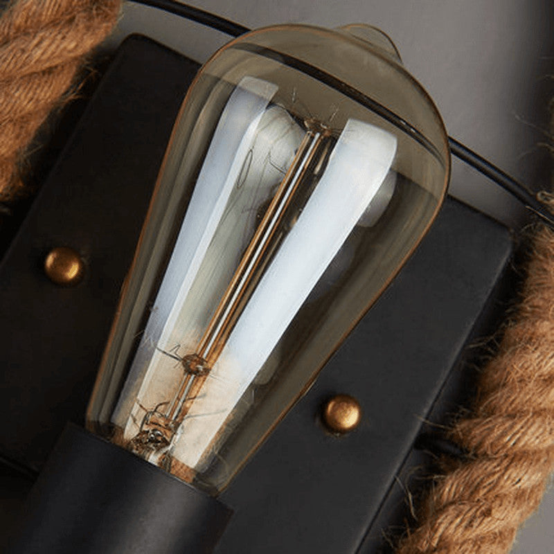 Skanto Vegglampe | Vintage Stil | Hamp Tau Lampe Design | Unik Dekorasjon | Miljøvennlig Vegglampe