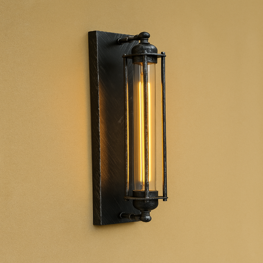 Skanto | Vintage Veggmontert LED Lys – Tidøstedesign med Elegant Matt Svart Finish