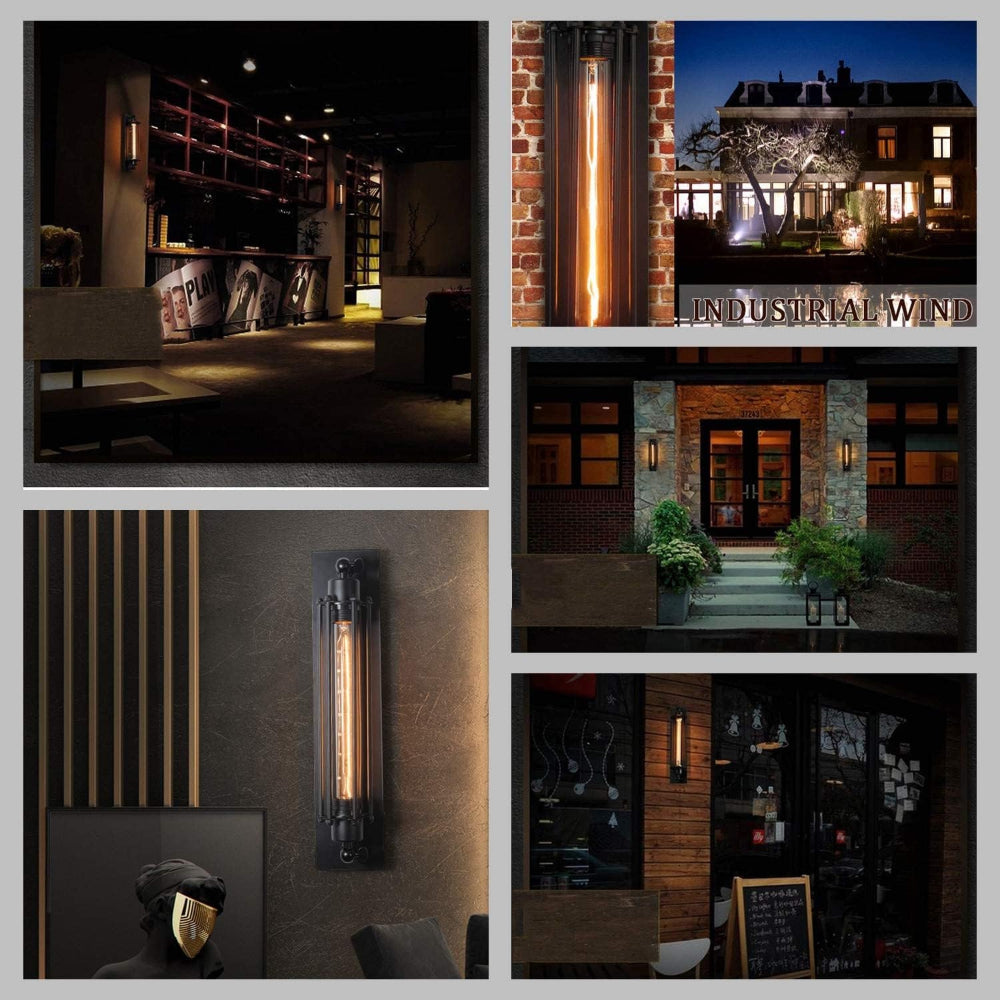 Skanto | Vintage Veggmontert LED Lys – Tidøstedesign med Elegant Matt Svart Finish