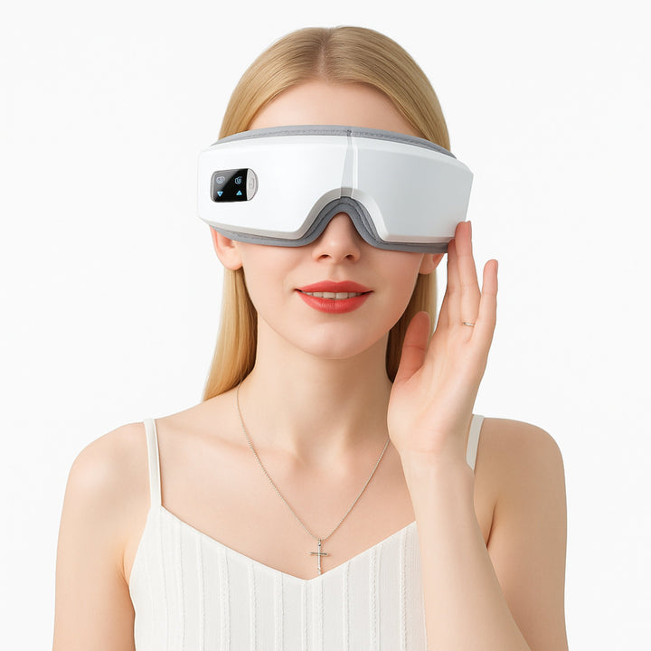 Vistella | 4D Smart Eye Massager - Lufttrykk - Vibrasjon - Varmebehandling for Øyetretthet - Søvnforbedring Skanto