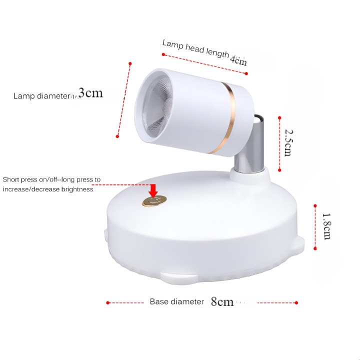 Skanto | VividBeam | Mini Dimbar LED Spotlys | Trådløs Akcentbelysning for Hjem og Kontor