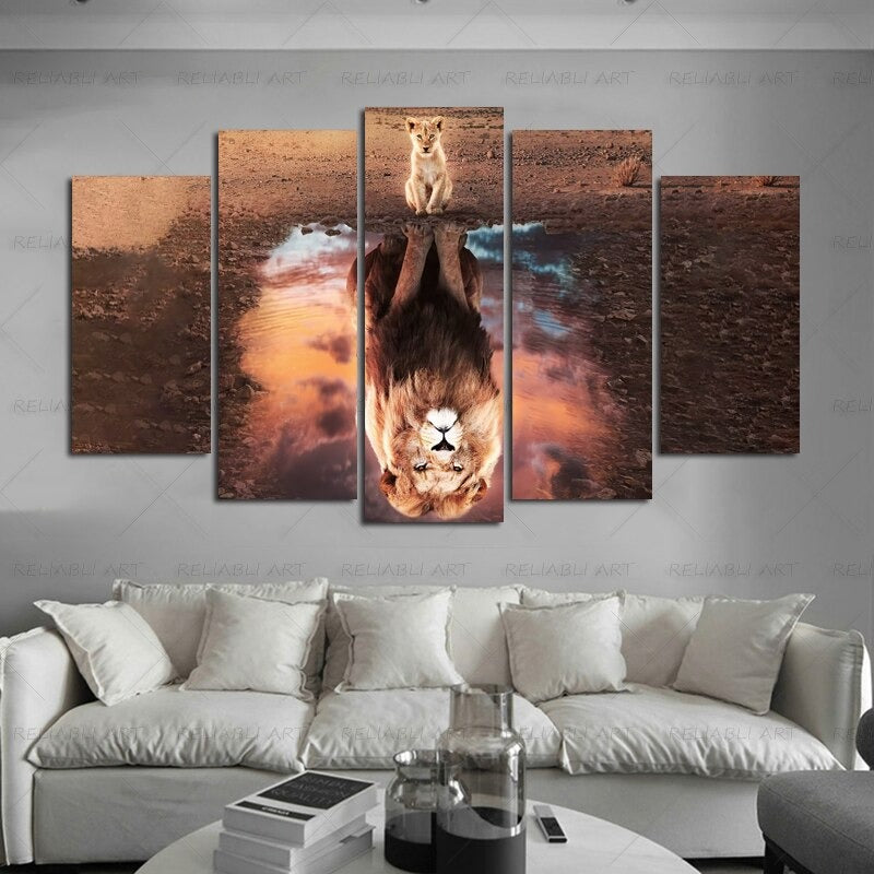 5 Panel "Vibrant Animal Design" Wall Art Modular Pictures Poster | Skanto