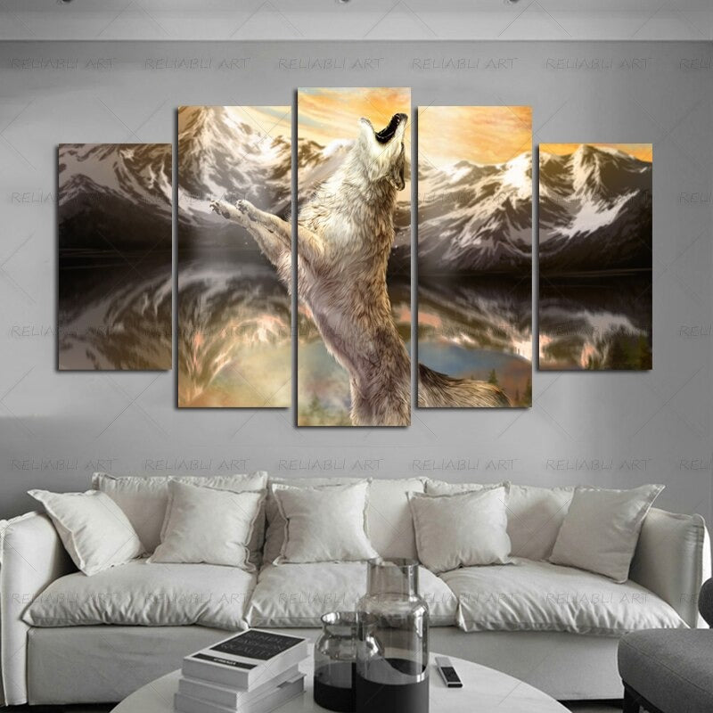 5 Panel "Vibrant Animal Design" Wall Art Modular Pictures Poster | Skanto