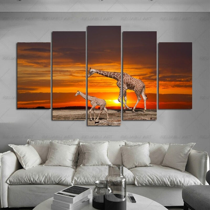 5 Panel "Vibrant Animal Design" Wall Art Modular Pictures Poster | Skanto