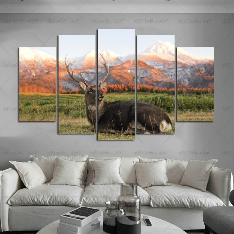 5 Panel "Vibrant Animal Design" Wall Art Modular Pictures Poster | Skanto