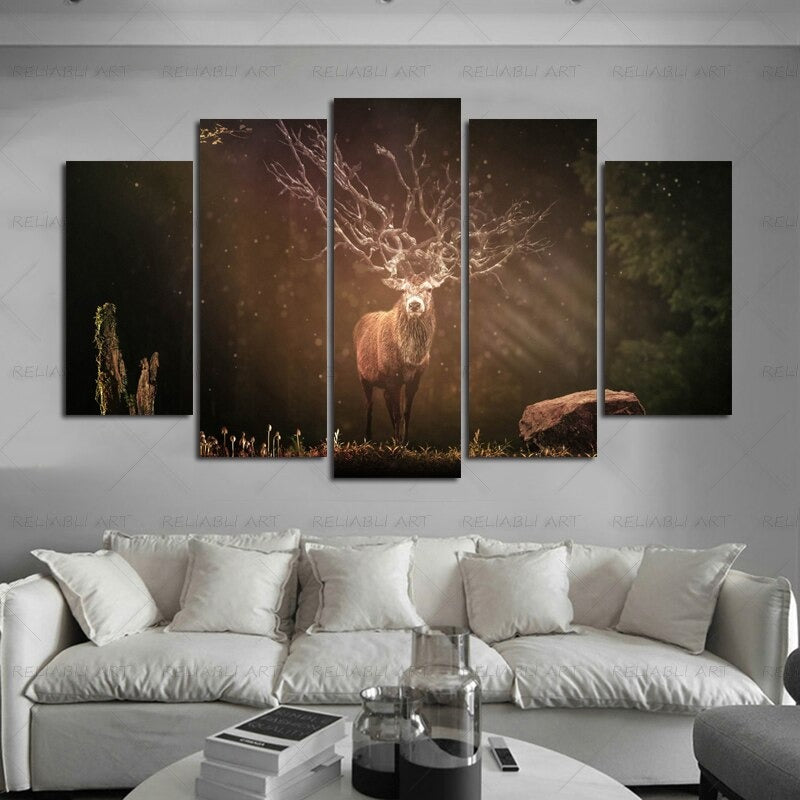 5 Panel "Vibrant Animal Design" Wall Art Modular Pictures Poster | Skanto