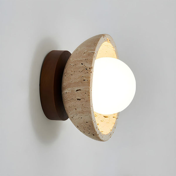 Skanto | Boho Travertin Naturstein LED Vegglampe
