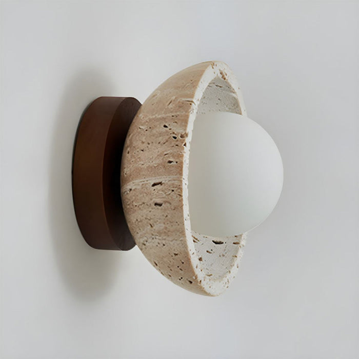 Skanto | Boho Travertin Naturstein LED Vegglampe